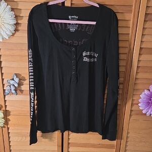 Beautiful Disaster Black Long Sleeve Top